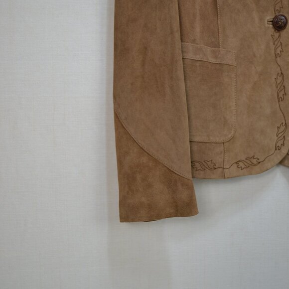 Y2K 100% leather Blazer Jacket with Embroidery office core Academic - Picture 3 of 10